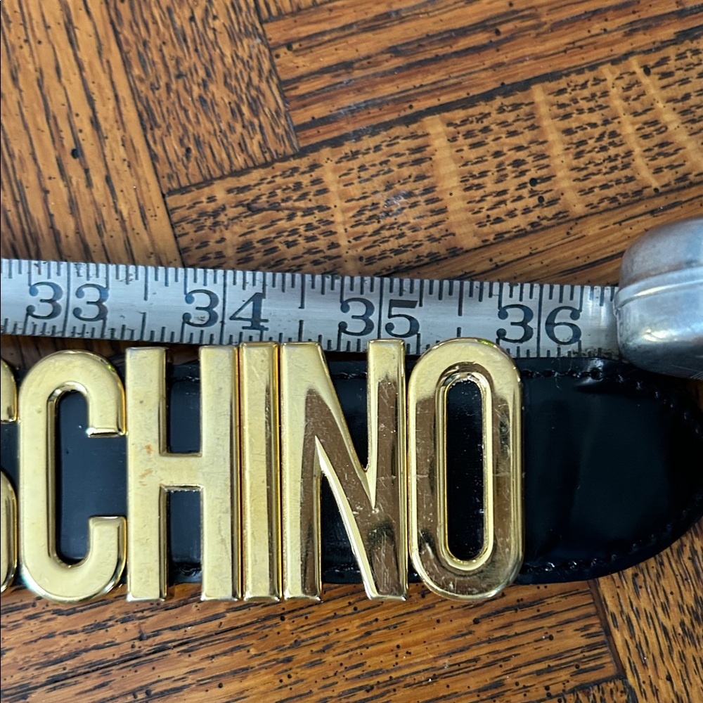 Moschino Black Leather Belt with Gold Letters - Picture 14 of 16